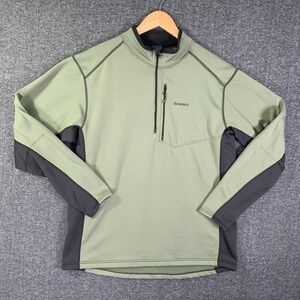Simms Fleece Sweater Men Extra Large Green Pullover 1/4 Zip Fishing Outdoor